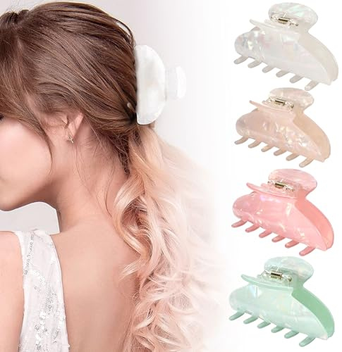 4 Stück Große Haarspangen, Große Nachahmungs Acetat Haarklammern perfekt für dickes Haar Praktische Claw Clips Large Hair Barrettes zuverlässig fixierend
