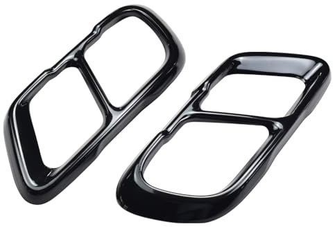 1 Paar Edelstahl Auspuffspitzen für BMW X5 G05 X6 G06 X7 G07 2019-2021 | Auspuffschalldämpferabdeckungen (Schwarz, 1 Paar)
