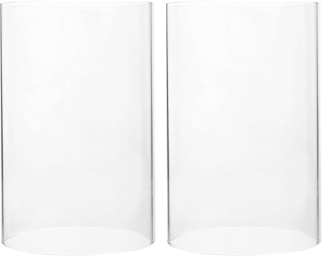 Halloween Geschenkideen 2 Stück Zylindrischer Glaskerzenschirm aus Glas | Beidseitig Offen, Transparent für Kerzen, Selbstgemacht Dekorieren und Tischdekoration