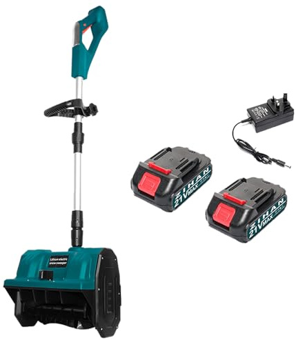 Souffleuse à neige électrique sans fil avec moteur sans balais, largeur de nettoyage de 32 cm, réglage à 3 directions, comprend 2 batteries et chargeur, idéale pour le déneigement des biens