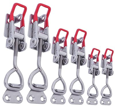 DIYEAH 6 Pcs Adjustable Metal Toggle Latch Clamp with Plastic Handle Grip Heavy Duty Vertical Toggle Clamps for Cabinet Doors Boxes Cases Small Easy Installation for Home and Industrial