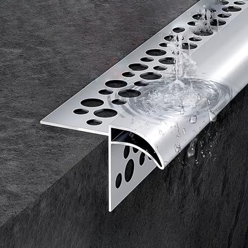 Jievmrs Soglia di Dislivello Pavimento Profilo Antigoccia a Becco D'aquila per Grondaie, Profilo in Alluminio per Grondaie Esterne, Protezione per Bordi di Pareti/Finestre per Esterni(1m/3.3ft)