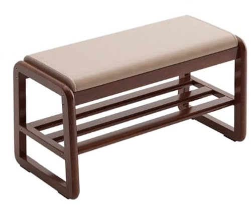 Zapatero de Madera Maciza para Entrada - Gran Zapatero con Espacio de Almacenamiento, Ideal para recibidor, Pasillo y Dormitorio - Elegante Organizador de Entrada en Color Nogal