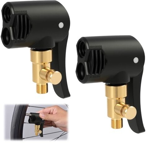Uliwamowi 2 Stück Autoventil Hebelstecker Messing, Französisches Ventil auf Auto Adapter 2 in 1 für Fahrrad Motorrad, Schrader Adapter mit Verschlussschnalle, Air Chuck Schnellkupplung für Luftpumpen