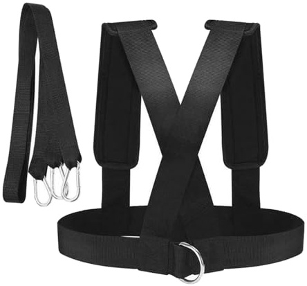 Harilla Schlittenzuggeschirr, Zuggurt, Hüftgurt, Widerstandstraining, Gewichtsbelastung, Schultergurt, Reifenzuggeschirr, Trainingsgerät, für 100 Kg