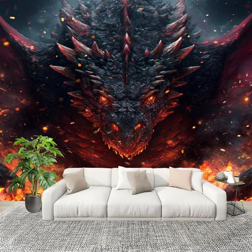 Générique Grande taille Papier Peint de Photo 200x140 cm ThèMe Du Dragon Magique Peler Et Coller Papier Peint Panoramique intissé Murale Bleu Pour Salon Chambre Enfant Chambre Décoration
