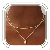 TINGN Collar de oro con inicial para mujeres y niñas, chapado en oro de 14 quilates, delicado y bonito colgante personalizado de la A a la Z, collar en capas para mujeres, joyas, regalos de cumpleaños