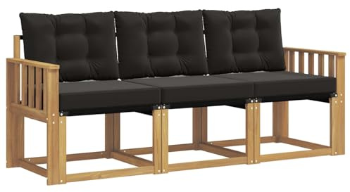 vidaXL Outdoor-Sofagarnitur mit Kissen 3 pcs Weiß und Schwarz, Gartenmöbel, strapazierfähiges Outdoor-Sofa, Loungeset für die Terrasse, Komfort beim Sitzen