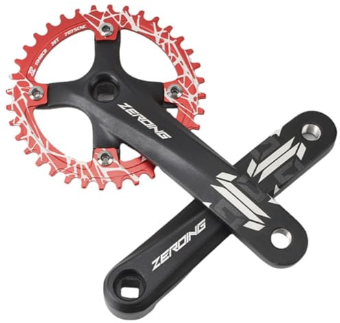 HOMSXPAC Guarnitura per Mountain Bike con Perno Quadro 170 mm BCD 104 mm, pedivelle 32T 34T 36T 38T, Corona Singola (Rossa, 36T_170MM)