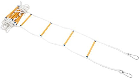 HazLope - Escalera de cuerda (12 m, escalera de emergencia ignífuga, antideslizante, escalera de evacuación contra incendios, 200 kg, para casa, balcón o oficina, portátil