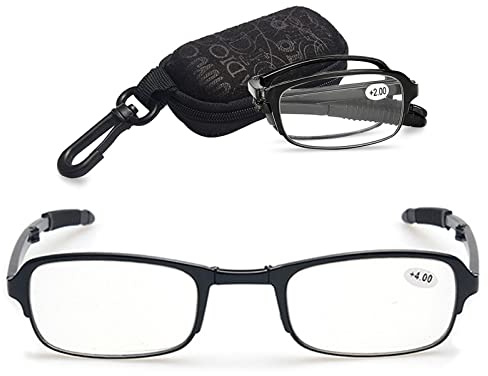 Twinkleyes Faltbar Lesebrillen Herren Damen Zusammenklappbar Brillen mit Etui +1.0 +1.5 +2.0 +2.5 +3.0 +3.5 +4.0 (Schwarz, 3.0)