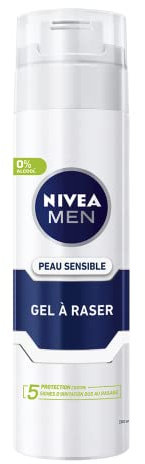 NIVEA MEN Pelle Sensibile Gel da barba (1 x 200 ml), crema da barba arricchita con camomilla e hamamelide, cura rasatura 0% alcol per uomo con pelle sensibile