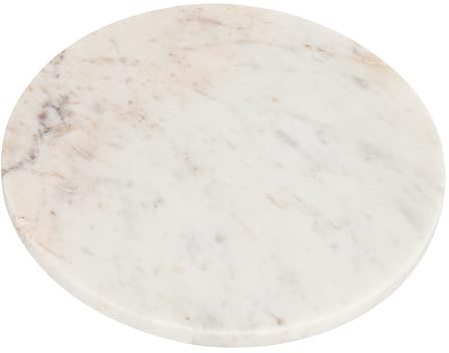 Creative Co-op, Charcutería o tabla de cortar de mármol redonda grande blanca, 11 pulgadas