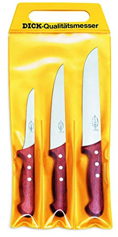 F. DICK Messer Set 3-teilig, Holzgriff (Ausbeinmesser 13 cm, Stechmesser 18 cm, Blockmesser 21 cm, HRC 56°) 81553000