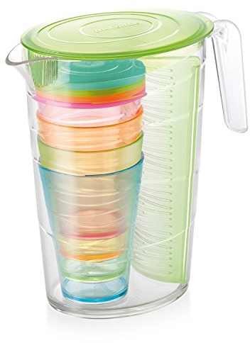 Tescoma 308802.25 Krug myDRINK 2.5 L, 4 Trinkbecher mit Deckel, Kunststoff, Grün, 23 x 13 x 23.2 cm, 1 Einheiten