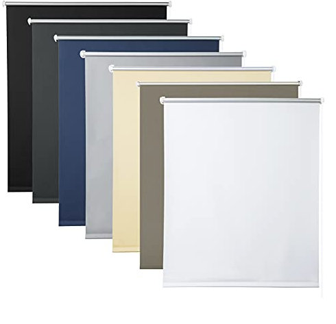 WOLTU Verdunkelungsrollo ohne Bohren, Thermo Verdunkelungsrollo mit Kette, Sichtschutz, für Türen und Fenster, 100 x 210 cm, Weiß