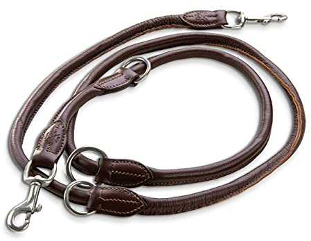Jack & Russell Premium läder hundkoppel dexter 2,0 m – hundläderkoppel med mässingskabiner – äkta läderkoppel flera gånger justerbar dexter (brun)
