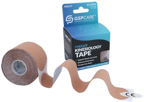 GSPCARE I-Kinesiologie-Tape, Vorgeschnittenes Sport Tapefür Muskeln zum Trainieren, Latexfreies Wasserdichtes Physio Tape 5 cm * 25cm * 20 Stück Haut