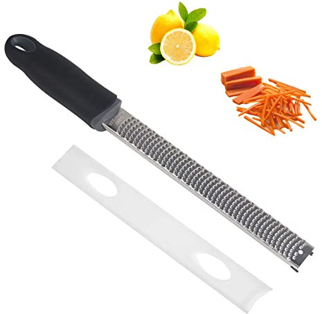 Yzwuyou Zester Reibe Edelstahl mit Ergonomischem Griff und Schutzhülle Käsereibe Zitronenreibe Muskatreibe Parmesanreibe Scharfe Küchenreibe Spülmaschinenfest