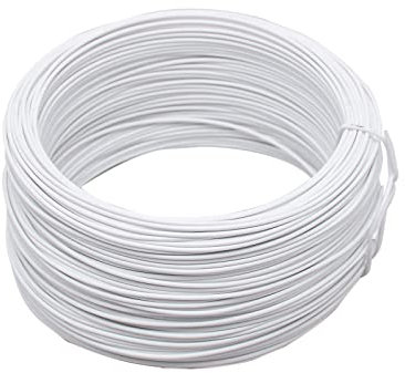 Spritewelry 3 rollos de alambre de jardín de bobina de alambre de metal recubierto con plástico redondo blanco accesorios de valla enrollado alambre