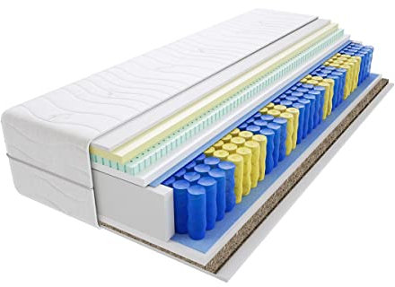 Godre Matratze 70x200 cm Doppelmatratze, H3 & H4 Federkernmatratze, Taschenfederkernmatratze 16 cm Hoch Latex Visco Memory Seegras Hypoallergene, HR-Schaum, Gesteppter Bezug Lima Gras Mini
