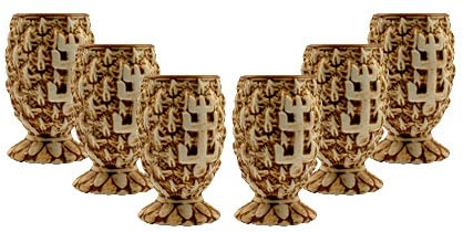Plantation Rum Glas 6er Set Stiggins Shot Gläser 6x Tonbecher für 2cl / 4cl Tiki Barware, Glasses, Plantation Rum Stiggins Mug, Tiki Bar