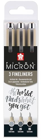 SAKURA Pigma Micron 05 fineliner set | 3 pennor, svart & grå (POXSDK3B)