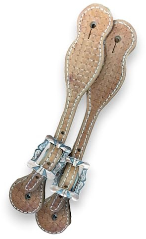 HR Saddlery Spur Straps with Waffle Stamp and Fancy Buckles