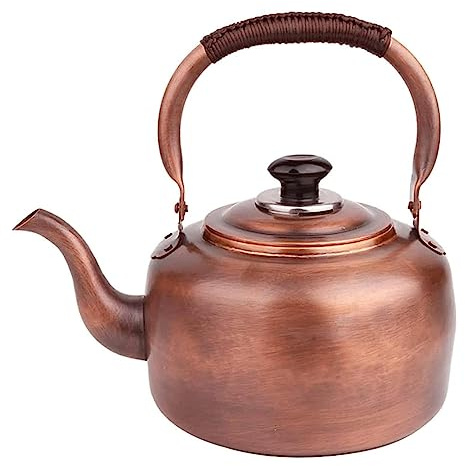SCIBOR Retro vattenkokare, induktion flöjtkanna vintage koppar, rör tung gauge tjock kopparpanna för induktionsspis gasspis (3 l)