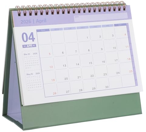 NUOBESTY Desk Calendar, 2025-2026 18 Months English Standing Flip Desktop Calendar Small Monthly Desk Calendars for Office, Home (Jul 2025-Dec 2026)