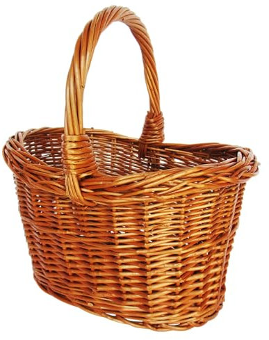 Capra Group Cesto in vimini intero per la raccolta funghi e frutti, interamente realizzato a mano, robusto e di origine europea, 34x24xh20 cm