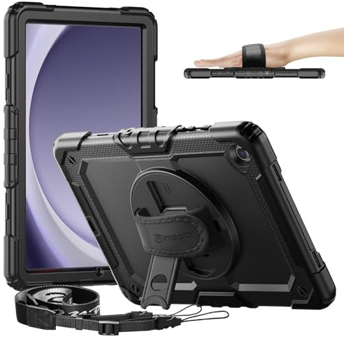 Timecity Case for Samsung Galaxy Tab A9 Plus/ A9+ 11 Inch 2023 | Shockproof Cover for Samsung A9+ Tablet (SM-X210/X216/X218) with Screen Protector, 360 Rotating Stand/Hand Strap, Black
