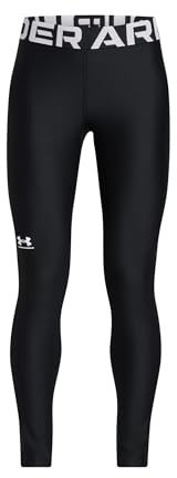 Under Armour Girls' HeatGear Leggings, (001) Black / / White, Medium