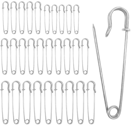 XDGBGFN Säkerhetsnålar, 30 stycken, 5 cm - 10 cm, Rostfritt Stål, Silver