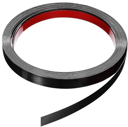 QUARKZMAN 19,7 ft x 0,59 Mur Garniture Décollage et Coller Moulure Garniture Cadre, Autocollant Adhésif Inox Acier Brossé Finition Métal Bande Garniture pour Mur Sol Armoire Bord, Noir