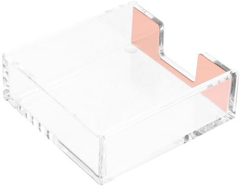 Parliky Notizblockhalter Aus Acryl Und Edelstahl Transparenter Notizzettelhalter Für Schreibtisch Büroklammerhalter Für Notizblöcke Visitenkarten Und Karteikarten Kompakter Aufbewahrungsha