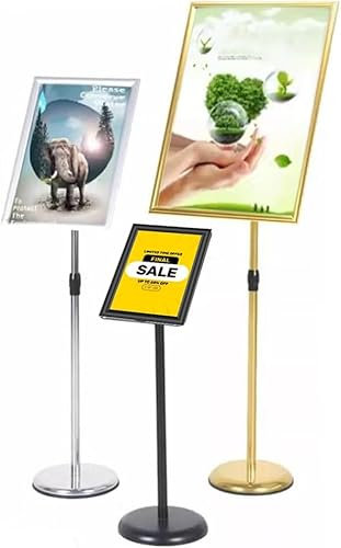 NNCSNE Verstellbarer Plakatständer, robuster, bodenstehender Schilderhalter – Menüständer aus Aluminium, Bodenständer für Elegante Präsentation Black A2