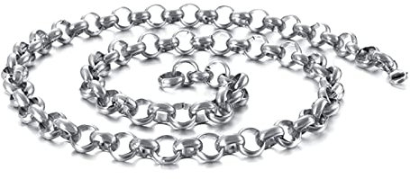 Tolldek Kette Edelstahl Männer 50cm, Rolokette Herren Silber Metallketten Punk Breit 2MM, Freundschaftsketten Jungen Hip Hop