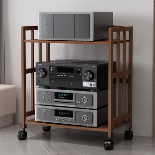 KUANGGE Soporte para Medios audiovisuales con Ruedas, Estante para Consola de Videojuegos, Estante para estéreo de 2, 3, 4 o 5 Niveles, Estante de Esquina Ajustable para Sala de grabación, Teatro, m