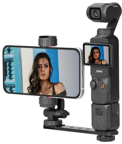 BRDRC Pocket 3 Handyhalterung Montage Metall Expansionsadapter mit Handyclip, 1/4-Zoll-Schraube und Kaltschuh für DJI Osmo Pocket 3 Creator Combo Zubehör