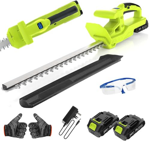 VOERJIA 20-Zoll Heckenschere Akku, 2 x 2000 mAh Akku Heckenschere, 21V Heckenschere Elektrisch, 50CM Dual Action Klinge, 750W Heckenschneider für Garten, Sträucher und Randpflanzen