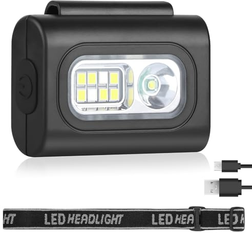 Adiwo LED Clip Lampe, Wiederaufladbar Kleinstirnlampe Brustlampe Sicherheitslicht Laufzubehör, Perfekt Fürs Laufen, Joggen,Angeln,Camping,Wandern,Mit verstellbarem Gummiband
