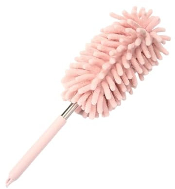 1 spolverino telescopico con manico allungabile, strumento per la pulizia di casa e auto, colore rosa