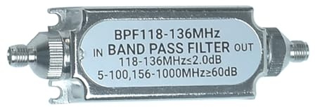 Filtre passe-bande métallique BPF118-136MHz 50ohm SMA Bandpass Filtre pour bande de fréquence d'air