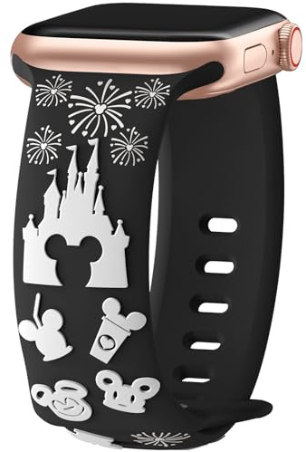 Cartoon 3D Embossed Strap Compatible with Apple Watch Straps 40mm 38mm 44mm 45mm 41mm 42mm 49mm Women, Two-Tone Soft Silicone Sport Strap for iWatch Series 10 9 8 7 6 5 4 3 2 1 Ultra