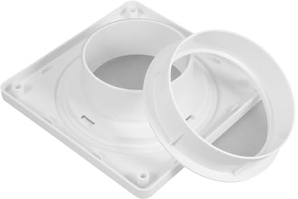 KOMBIUDA Flexible Leakproof Plastic Dryer Vent Connector Kit with Wall Plate for Exhaust Hose, White Indoor Dryer Vent Adapter Suitable for Kitchens and Bathrooms