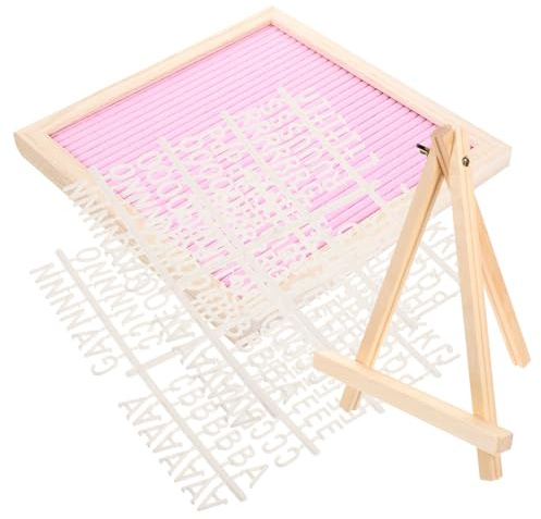 FUNNETOYU Felt Letter Board with Pink Wooden Frame 25x25cm DIY Message Board for Baby Shower Wedding Party Household Decoration