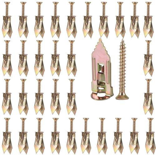 120pcs Upgraded Self-Drilling Anchors Screws, 5 Sizes Self Diamond Drywall Anchors and Screws Kit Metal Expansion Wall Bolt No Drill or Holes for Mounting TV Shelf Cabinet Picture Frames