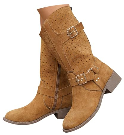 Generisch Botas de invierno para mujer, botas altas, zapatos de invierno, hebilla de caña larga, botas de equitación con tacón, cómodas, informales, botas altas hasta la rodilla, zapatos de invierno