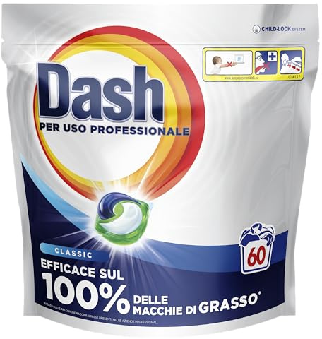 Dash Professional Pods Detergente Capsule Tutto-in-uno Classico, 60 lavaggi x2 (60x2 pz), Efficace su tutti i tipi di macchie grasse, Per uso professionale